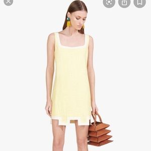 STAUD Yellow and White Mini Dress